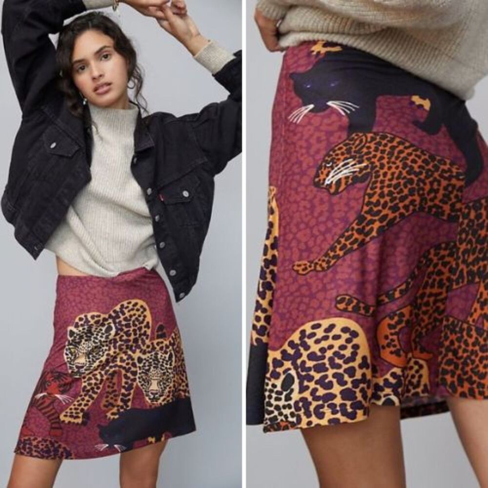 NWT Anthropologie x Conditions Apply Leopard Knit Mini Skirt | XS
